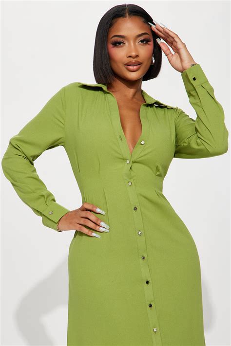 fashion nova button down dress|Ophelia Button Down Midi Shirt Dress .